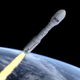 An illustration of the Vega-C rocket taking off into Earth orbit.